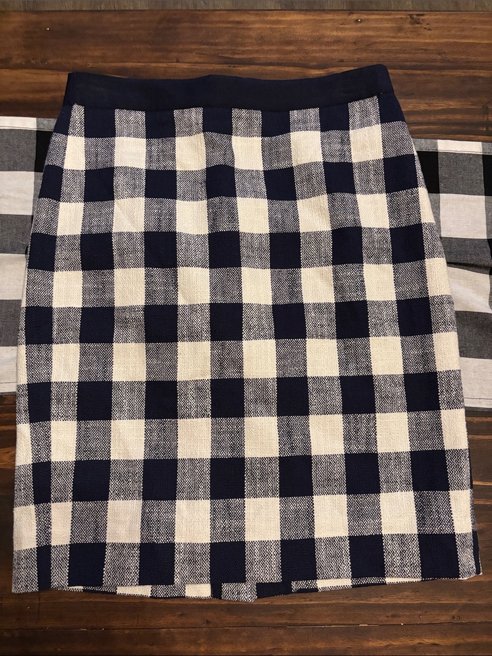 J crew the pencil skirt navy blue check 0 new